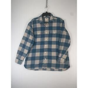 Levi's Shirt Mens Large Blue Plaid Long Sleeve Button Up Flannel Casual